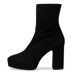 Stuart Weitzman black suede Shorty platform heel calf boots - size 8.5